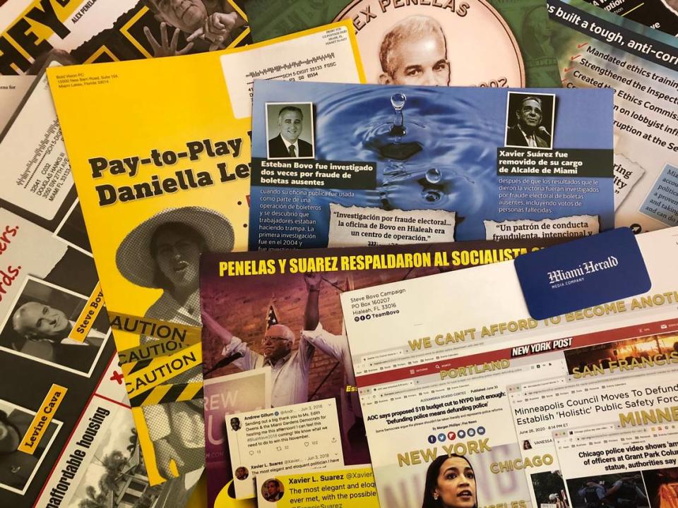 A sampling of attack mailers in the 2020 non-partisan campaign for Miami-Dade mayor.