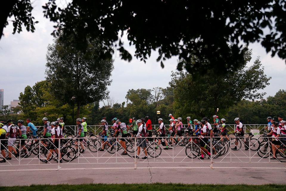 One hundred and 180-mile riders line up for an early start during Pelotonia in 2018.