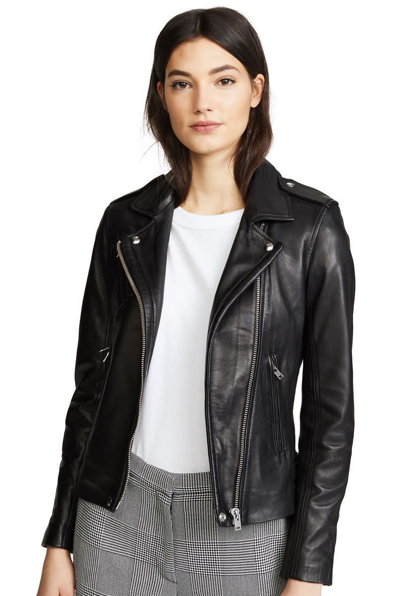 IRO Women's Han Leather Jacket, Black, 4