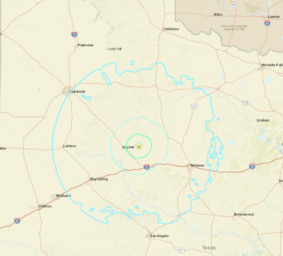 The U.S. Geological Survey reported a .4.9 earthquake northeast of Hermleigh at 10:38 p.m.CST on Monday, July 22.