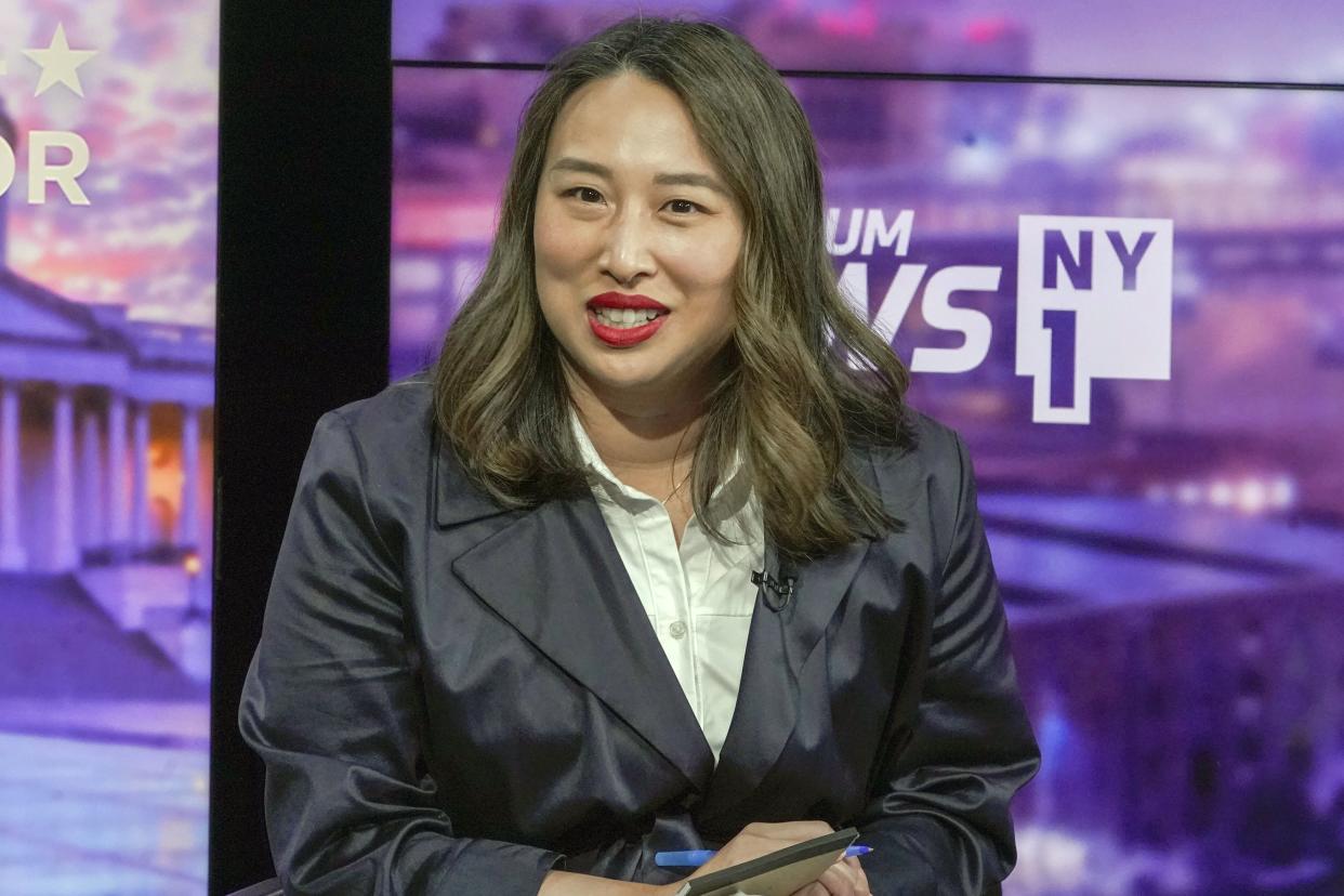 Assemblywoman Yuh-Line Niou participates in New York's 10th Congressional District Democratic primary debate hosted by Spectrum News NY1 and WNYC Wednesday at the CUNY Graduate Center in New York. 