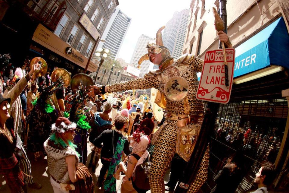 Members of the Krewe Of Saint Anne march down Royal Street Mardi Gras Day on March 5, 2019, in New Orleans.