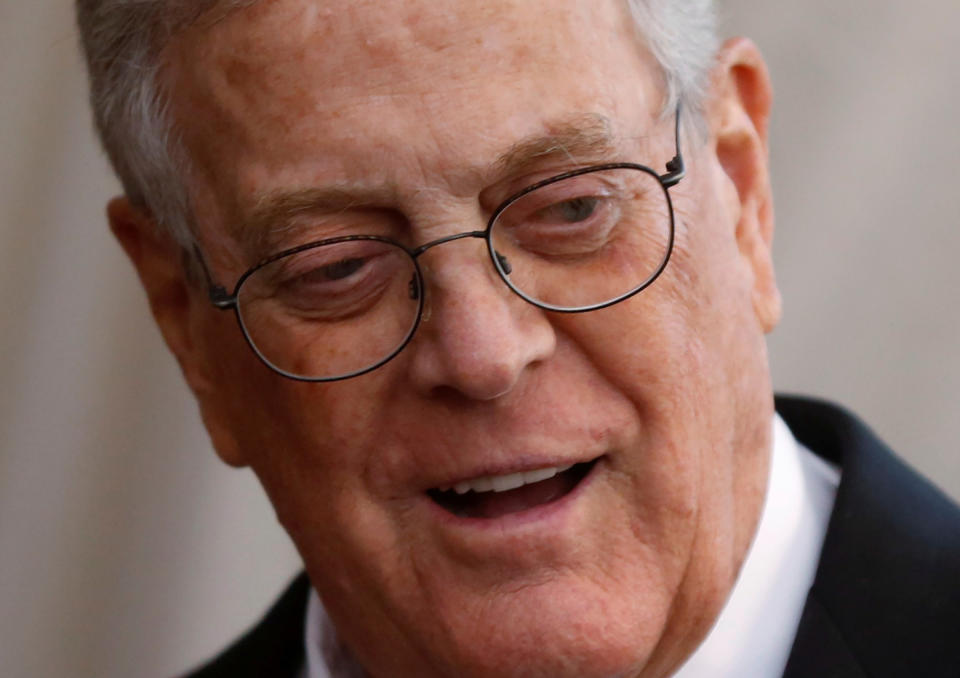 Businessman David Koch arrives at the Metropolitan Museum of Art Costume Institute Gala 2015 in New York. | Lucas Jackson—Reuters