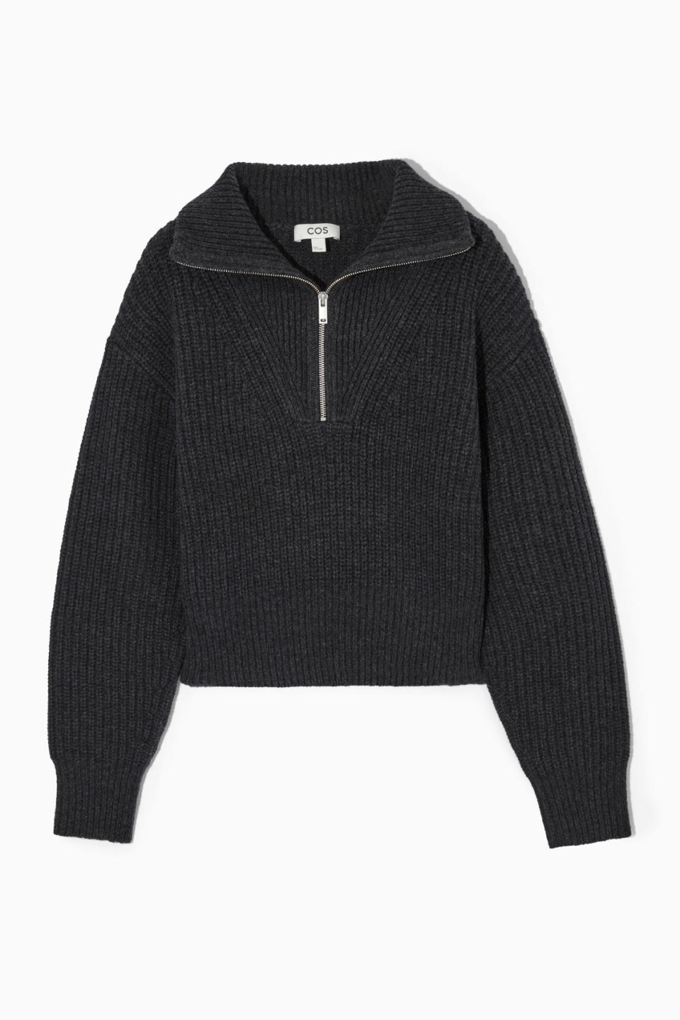 HALF-ZIP FUNNEL-NECK WOOL SWEATER