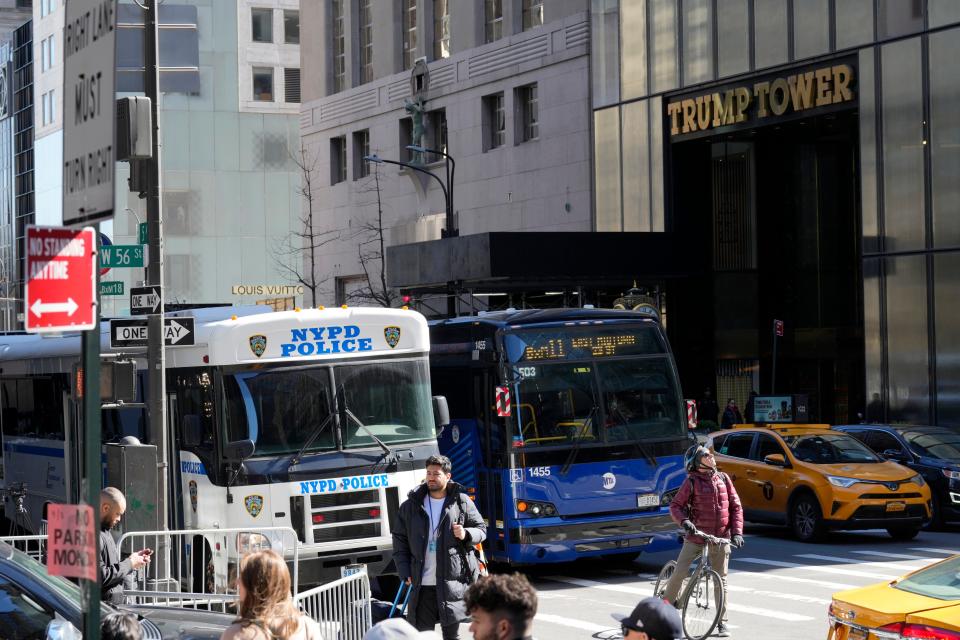 The main entrance of Trump Tower, is shown on 5th Ave. Monday, April 3, 2023.