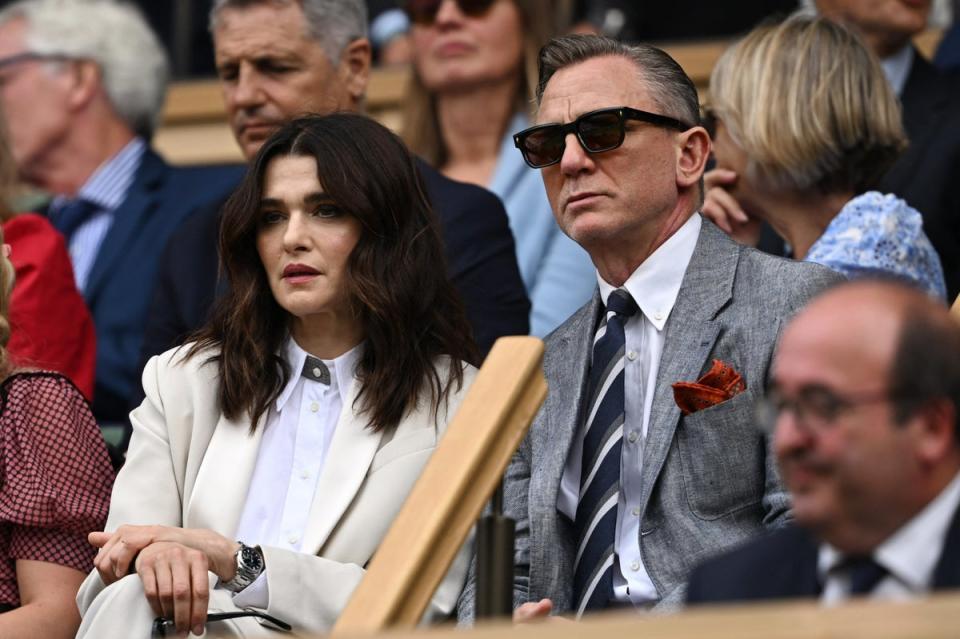 Actor Daniel Craig and his wife actress Rachel Weisz in the royal box during the men's singles final (REUTERS)