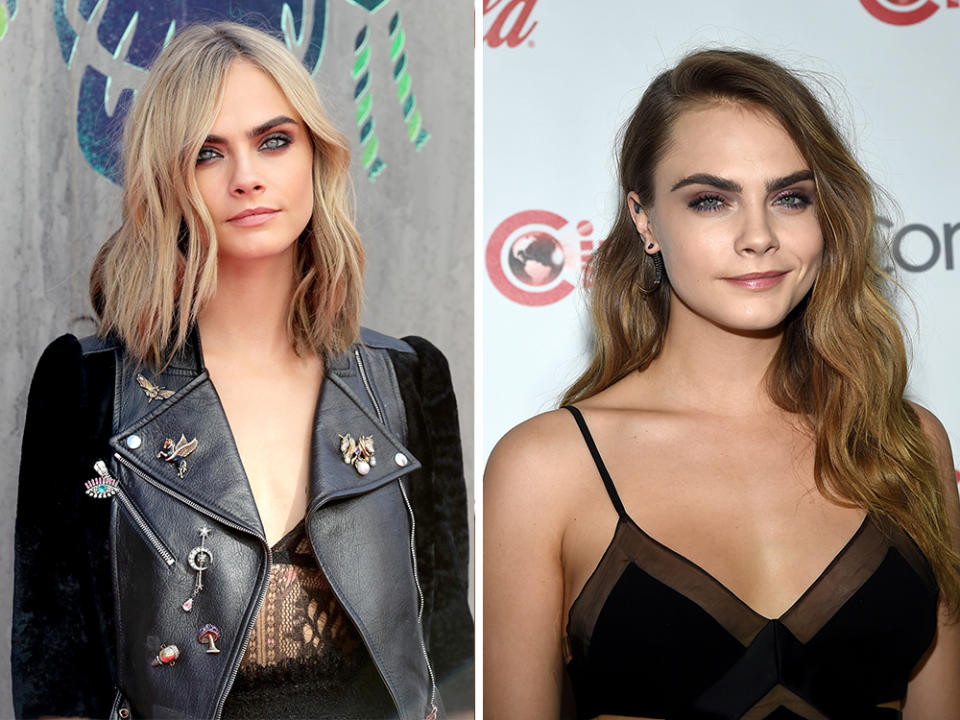 Für Topmodel und Schauspielerin Cara Delevingne gehören Typveränderungen zum Job. Kein Wunder, dass sich das IT-Girl von Hellblond, über Dunkelbrünett bis hin zu Rot, schon in so ziemlichen allen Haarfarben gezeigt hat, die die Stylisten im Koffer haben. (Bild-Copyright: Chris Jackson/Getty Images/Ethan Miller/Getty Images)