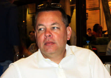 FILE PHOTO: Andrew Brunson, a Christian pastor from North Carolina, U.S. who has been in jail in Turkey since December 2016, is seen in this undated picture taken in Izmir, Turkey. Depo Photos via REUTERS