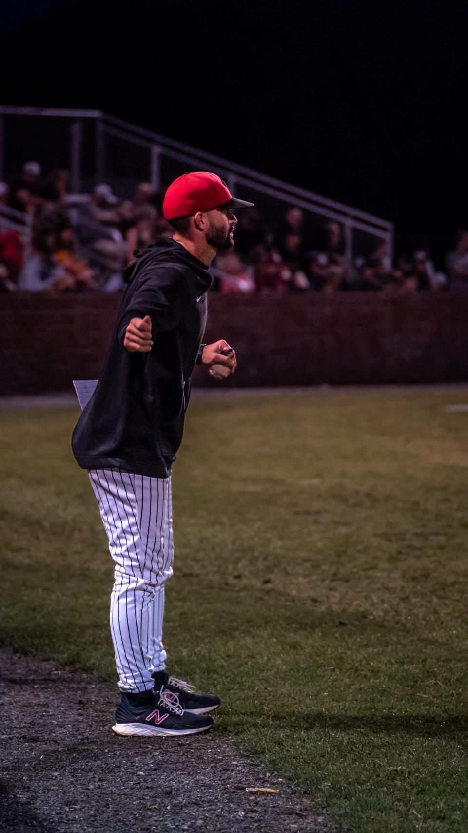 Coach Brandon Roberts, who also co-teaches math classes, grew up in Fort Lauderdale and moved to East Tennessee to attend Carson-Newman and play baseball. “I stayed on as assistant coach at Carson-Newman,” he said. “I coached a summer of travel baseball, but this is only my second year as coach, and this is my first full year.”