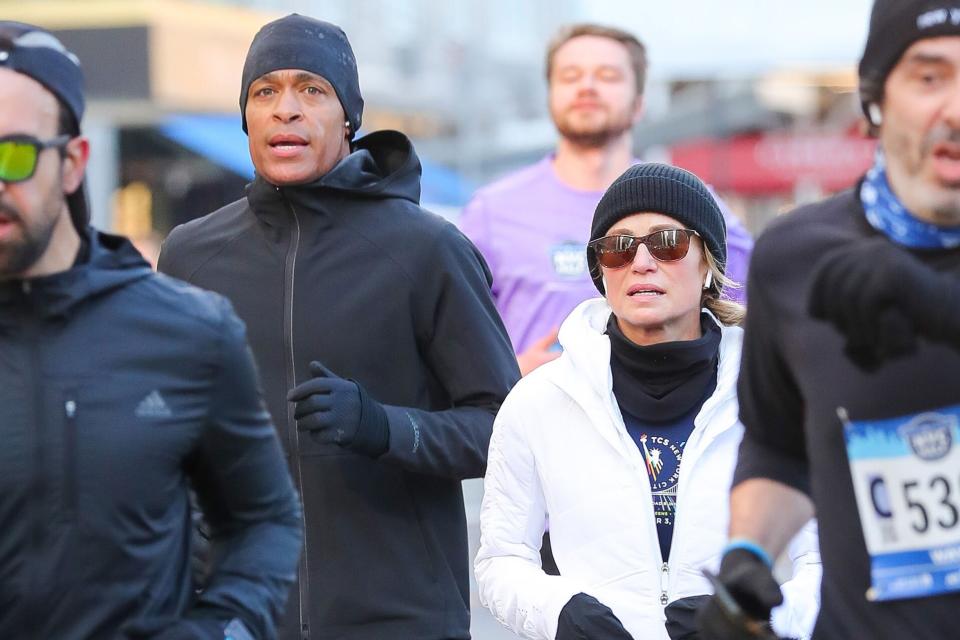 Amy Robach and T. J. Holmes seen running the NYC Marathon Pictured: Amy Robach and T. J. Holmes Ref: SPL5531264 190323 NON-EXCLUSIVE Picture by: Felipe Ramales / SplashNews.com Splash News and Pictures USA: +1 310-525-5808 London: +44 (0)20 8126 1009 Berlin: +49 175 3764 166 photodesk@splashnews.com World Rights,