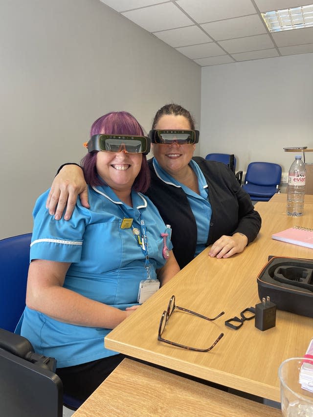 Nurses wearing the hi-tech goggles