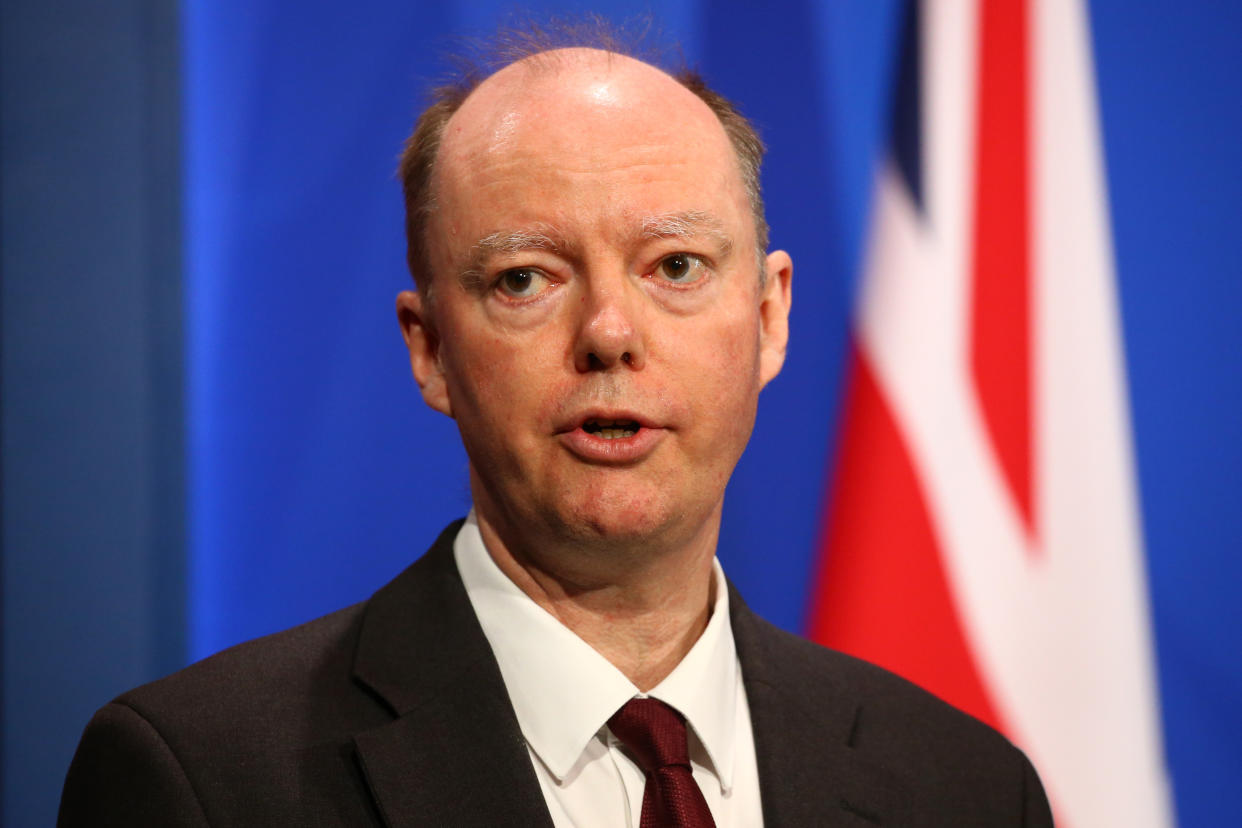 Chief Medical Officer Professor Chris Whitty during a media briefing on coronavirus (Covid-19) from Downing Street's new White-House style media briefing room in Westminster, London. Picture date: Monday March 29, 2021.