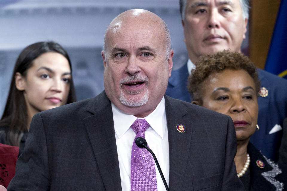 FILE - Rep. Mark Pocan, D-Wis., speaks during a news conference on Capitol Hill, in Washington, Jan. 8, 2020. President Joe Biden is traveling to Wisconsin Monday, April 8, 2024, to announce details of a new plan addressing student loan debt. Pocan said he was struck that concerns about Israel's war against Hamas in Gaza were top of mind among voters in more rural parts of his district. "I just want to make sure he knows that if we're going to have a problem, that could be the problem in Wisconsin," Pocan said. (AP Photo/Jose Luis Magana, File)