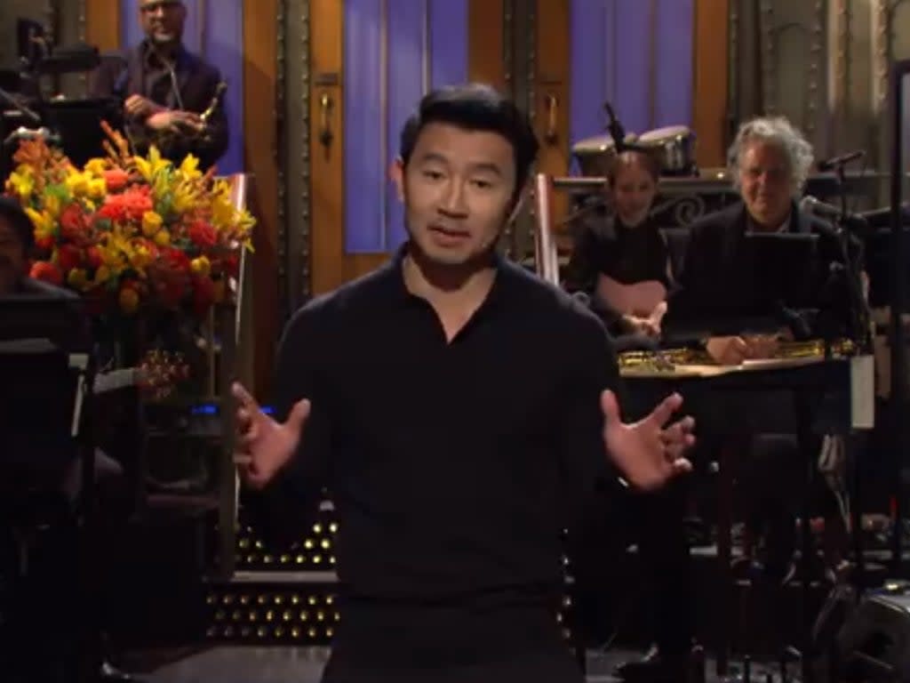 Simu Liu hosting Saturday Night Live, 20 November 2021 (Twitter/nbcsnl)