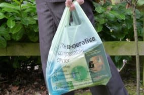 Undated handout photo issued by The Co-Operative of their compostable carrier bags which shoppers can use to carry home their groceries and then as liners for their food waste bins. PRESS ASSOCIATION Photo. Issue date: Wednesday January 15, 2014. The bags, which cost 6p each, are strong enough to carry shopping including heavy items such as milk and potatoes. But they are made of natural materials, which mean they can be turned into compost along with food waste, and have been approved for use as waste food caddy liners, the Co-operative said. See PA story ENVIRONMENT Bags. Photo credit should read: The Co-Operative/PA WireNOTE TO EDITORS: This handout photo may only be used in for editorial reporting purposes for the contemporaneous illustration of events, things or the people in the image or facts mentioned in the caption. Reuse of the picture may require further permission from the copyright holder.