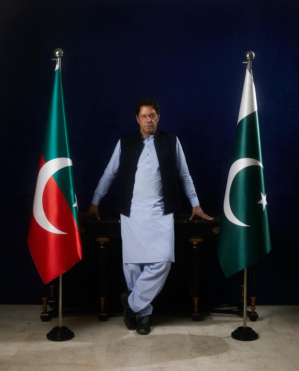 Khan in his Lahore residence on March 28.<span class="copyright">Umar Nadeem for TIME</span>