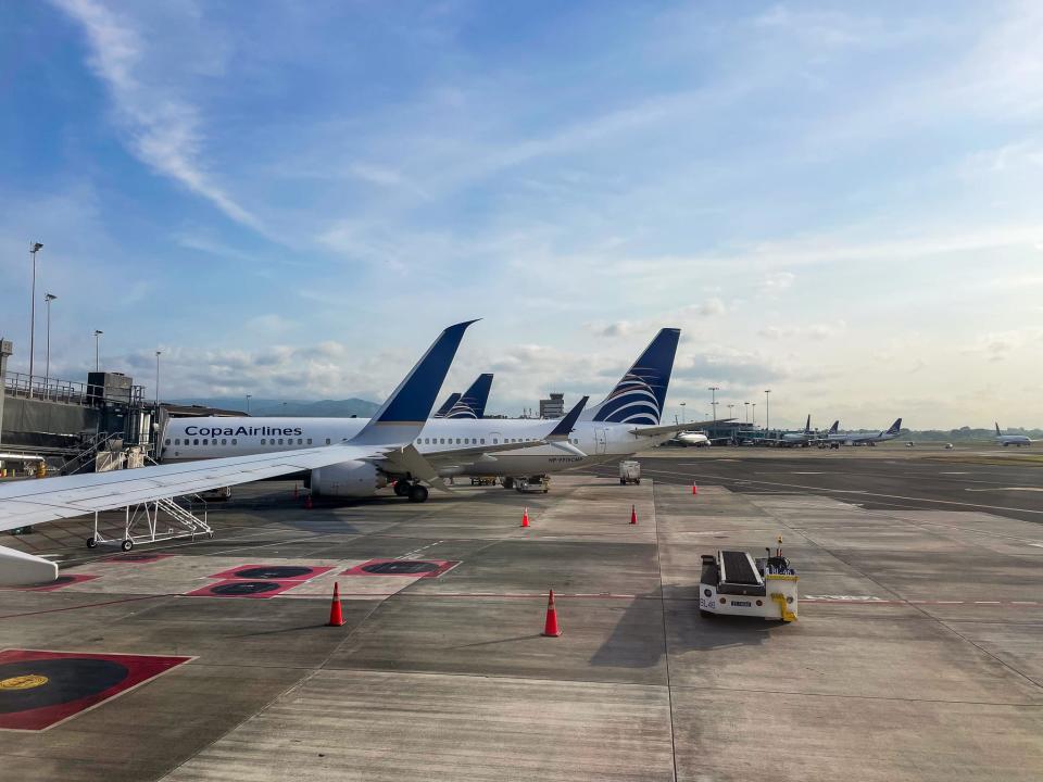 A Copa Airlines plane from the author's plane window.