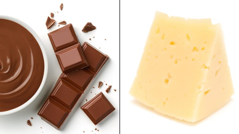 Milk chocolate and cheddar cheese