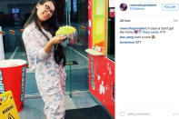 This girl combined two loves - onesies and Slurpees - to celebrate spring.