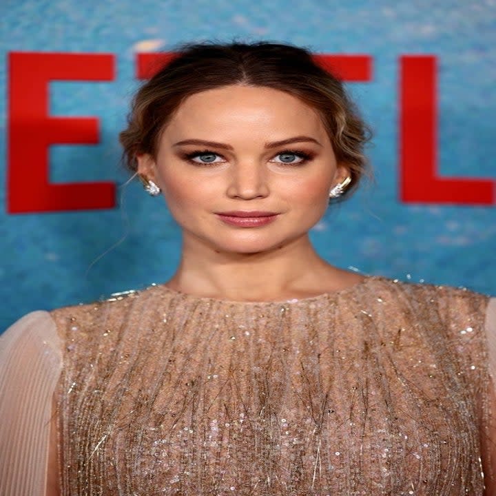 Jennifer Lawrence in a sequined gown at the premiere of Don't Look Up