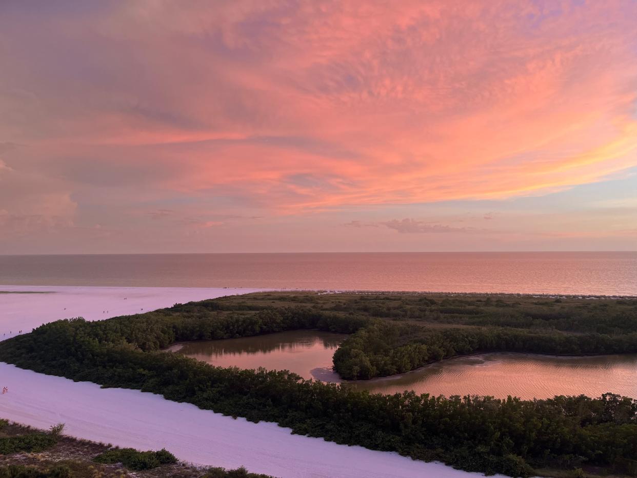 Marco Island's Tigertail Beach lagoon. The beaches have changed significantly since Hurricanes Irma and Ian. The lagoon's natural berm has been eroded by storms.