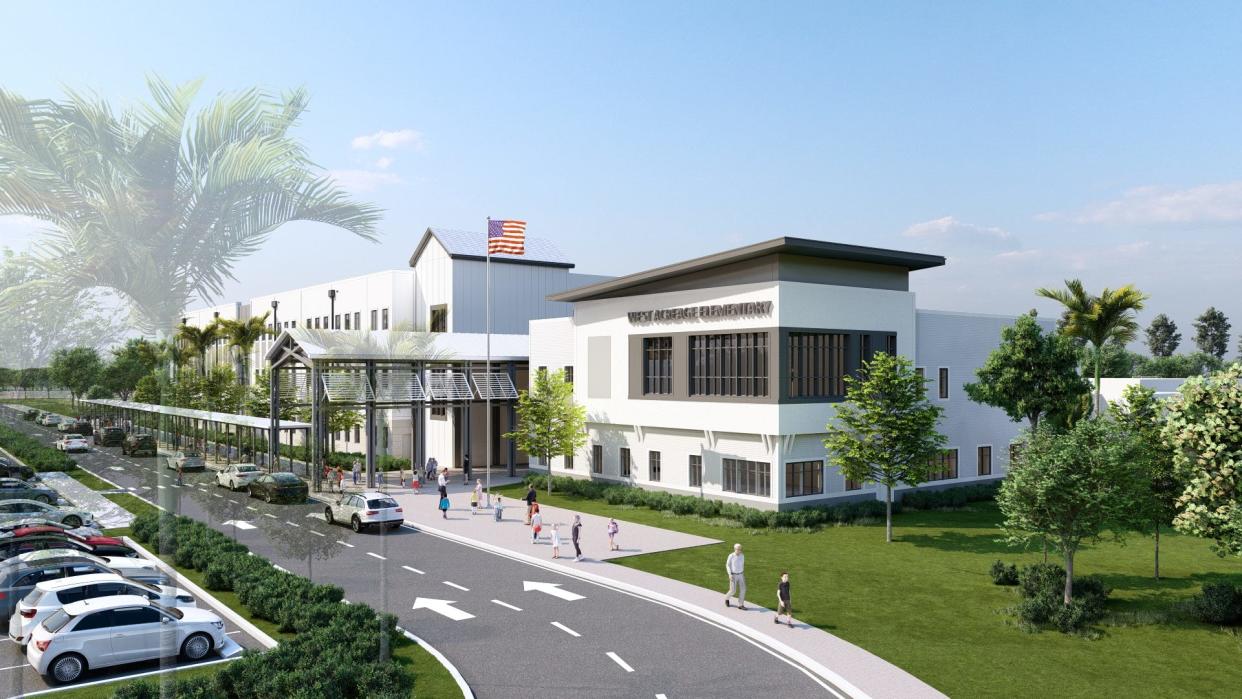 A view of the planned West Acreage elementary school from the northwest side on Cane Field Trace in the far western part of Palm Beach County.