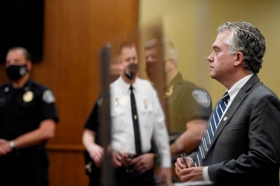 Buncombe County District Attorney meets with heads of law enforcement agencies on July 30, 2020.