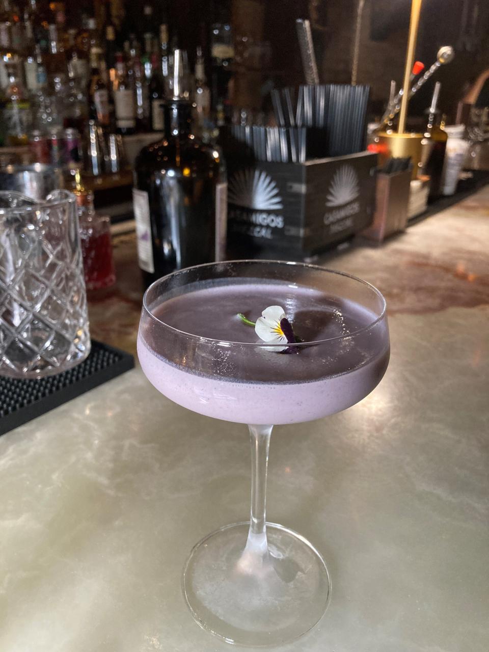 The Ho Ho Lohud at The Raconteur Bar & Kitchen in Pleasantville is made with made with muddled blackberries, 44° North Mountain Huckleberry Cream liquor, 44° North Mountain vodka, St. Germain and Monkey 47 gin. Photographed Dec. 6, 2022