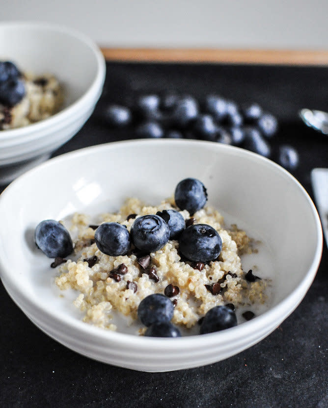 <strong>Get the <a href="http://www.howsweeteats.com/2012/08/chocolate-chip-blueberry-breakfast-quinoa/" target="_blank">Chocolate Chip Blueberry Breakfast Quinoa recipe</a> from How Sweet It Is</strong>