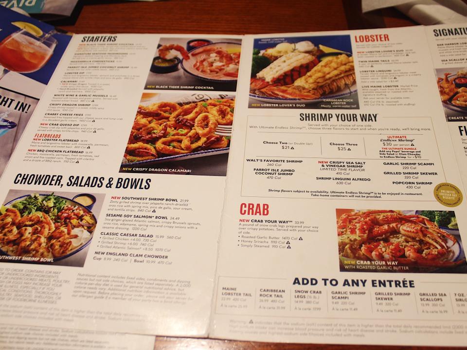 red lobster times square menu