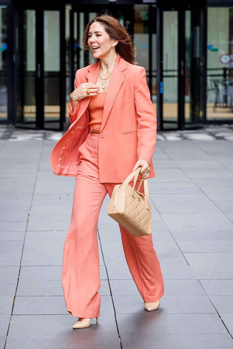 Crown Princess Mary in peach suit