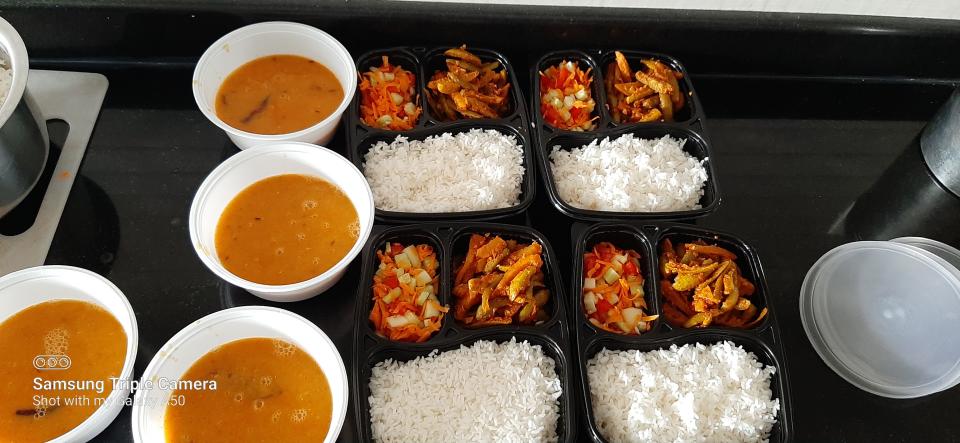 A sneak peek inside the delivery package cooked by Sujata for covid patients