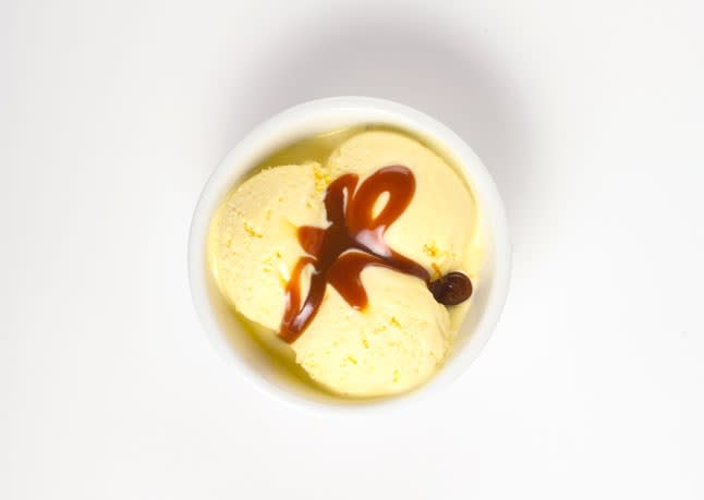 Sesame Ice Cream with Orange-Blossom Caramel