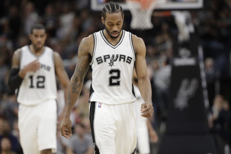 Kawhi Leonard wanted to play on his sore left ankle on Thursday night. (AP)