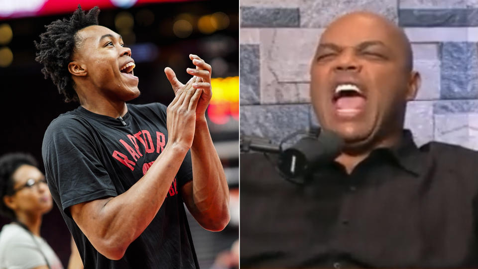 Charles Barkley is high on Raptors rookie Scottie Barnes. (Barnes photo via Getty)