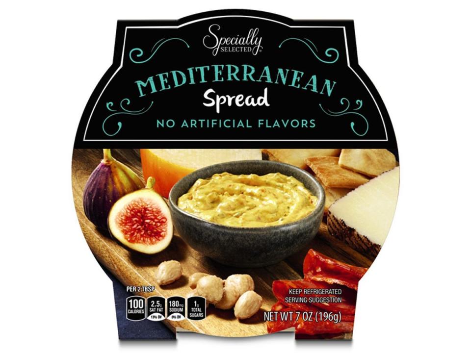 blue and black package of mediterranean spread from Aldi
