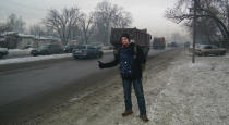 Braving the cold in Kazakhstan. (Caters News)