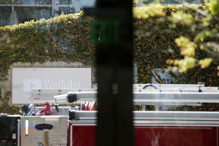 A fire engine is seen outside Youtube headquarters following an active shooter situation in San Bruno, California, U.S., April 3, 2018. REUTERS/Elijah Nouvelage