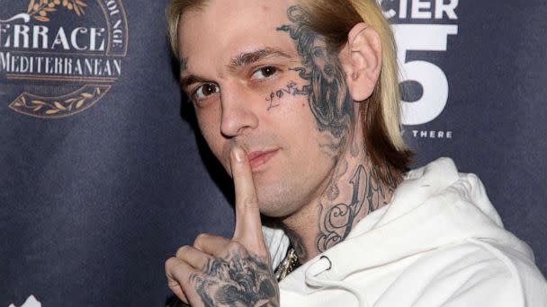 PHOTO: Singer and producer Aaron Carter arrives at the 'Kings of Hustler' male revue on Feb. 12, 2022 in Las Vegas. (Gabe Ginsberg/Getty Images, FILE)