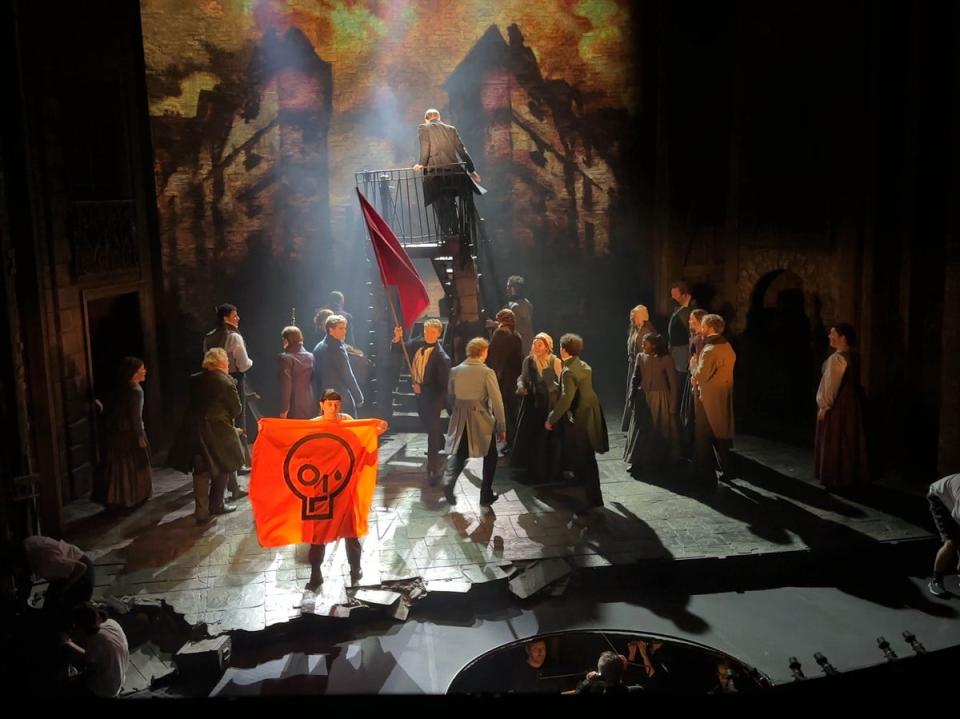 Just Stop Oil of activists disrupting a performance of Les Miserables at the Sondheim Theatre (PA)