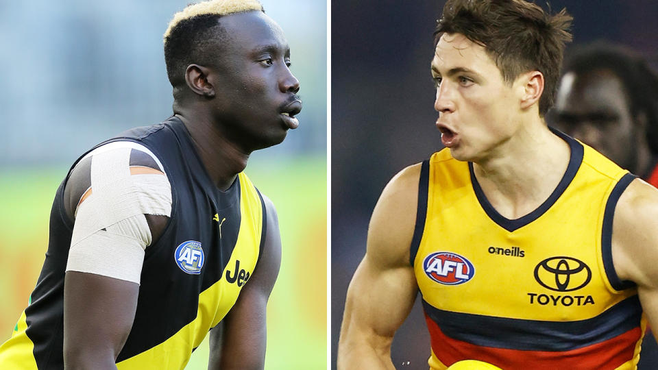 Mabior Chol and Jake Kelly both switched teams in free agency this season, with their former teams earning controversial compensation for their trouble. Pictures: Getty Images