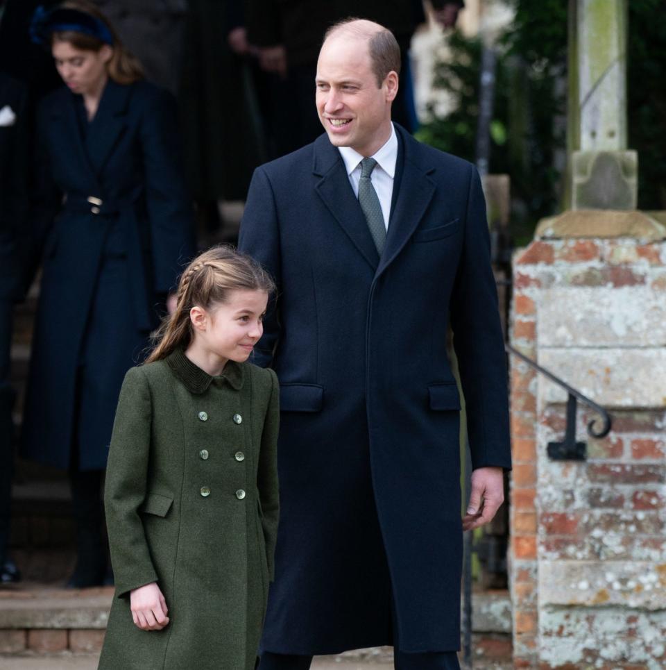 Princess Charlotte and the Prince of Wales after attending the Christmas Day morning church service at St Mary Magdalene Church