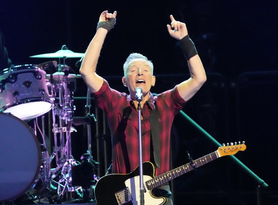 Bruce Springsteen and the E Street Band performs for fans during his tour relaunch at Footprint Center after the rock superstar underwent treatment for peptic ulcer disease.