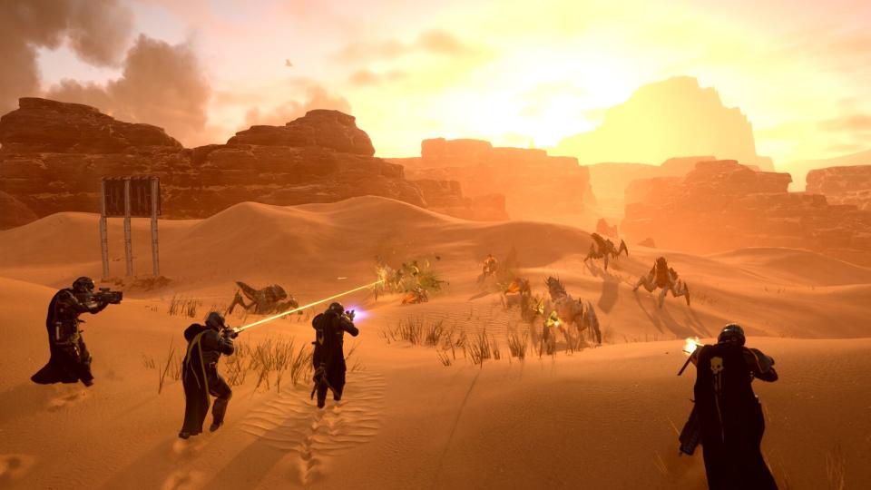 Desert landscape in Helldivers 2