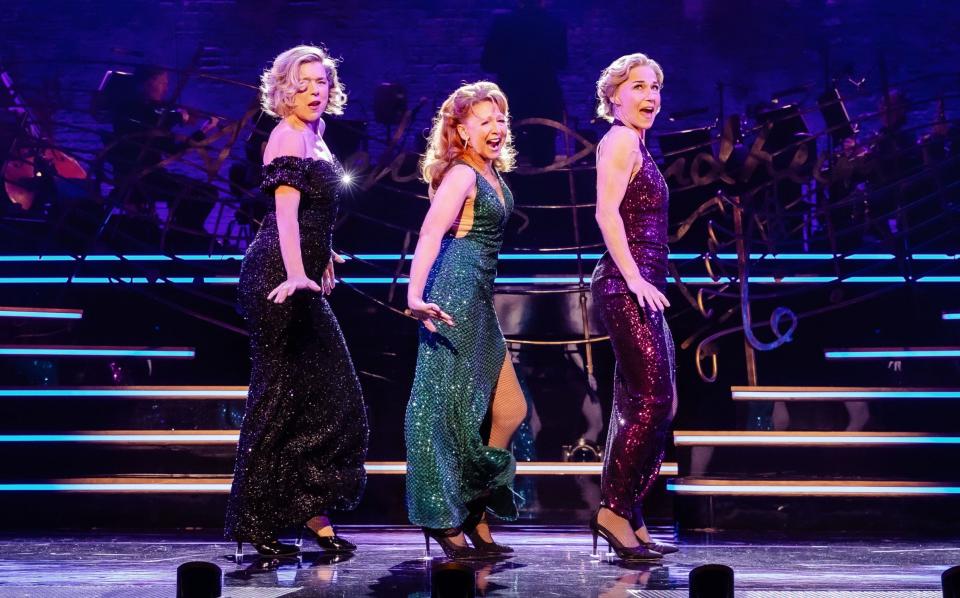 Show-stealer: Langford, centre, with Janie Dee and Joanna Riding in Stephen Sondheim’s Old Friends
