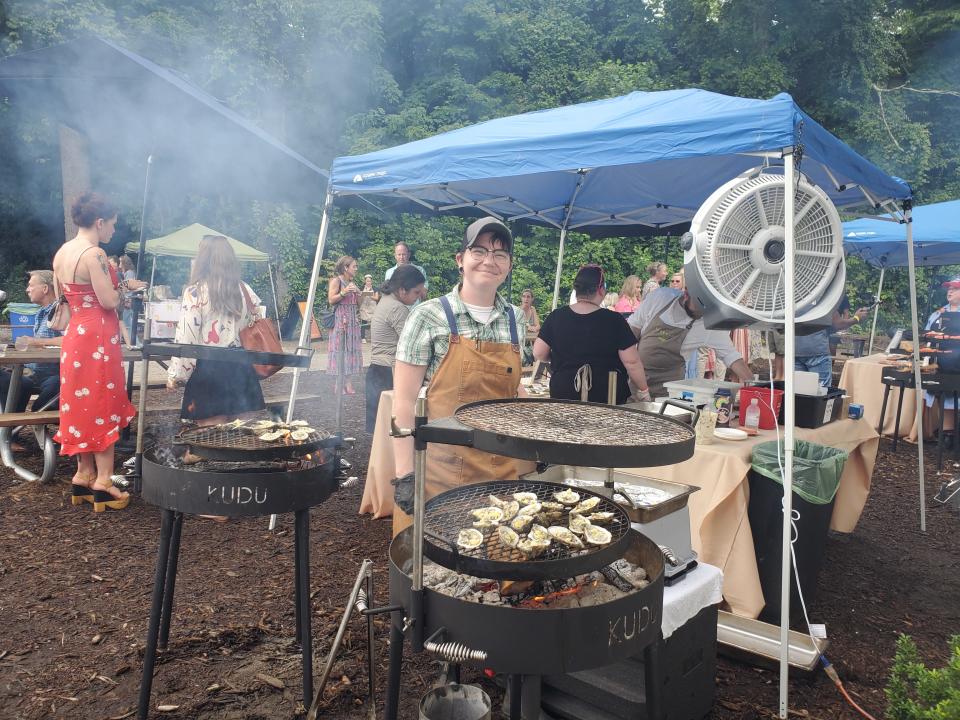 Chef Michelle Bailey specializes in wood-fired cooking on open fire grills.