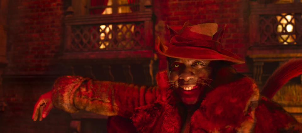 This image released by Universal Pictures shows Idris Elba as Macavity in a scene from "Cats." (Universal Pictures via AP)