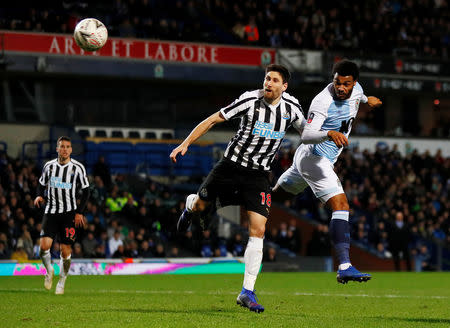 Soccer Football - FA Cup Third Round Replay - Blackburn Rovers v Newcastle United - Ewood Park, Blackburn, Britain - January 15, 2019 Blackburn Rovers' Joe Nuttall shoots wide Action Images via Reuters/Jason Cairnduff