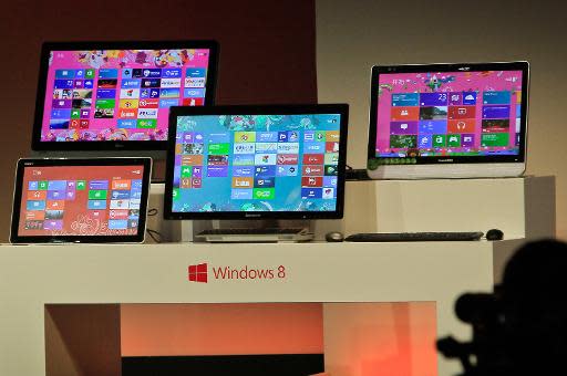 File photo of Microsoft tablet computers and Windows 8 software in Shanghai