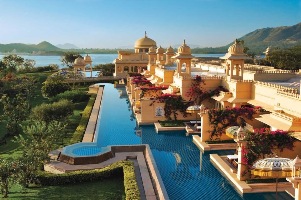 Pool at the Oberoi Udaivilas. Oberoi was voted one of the best hotel brands in the world